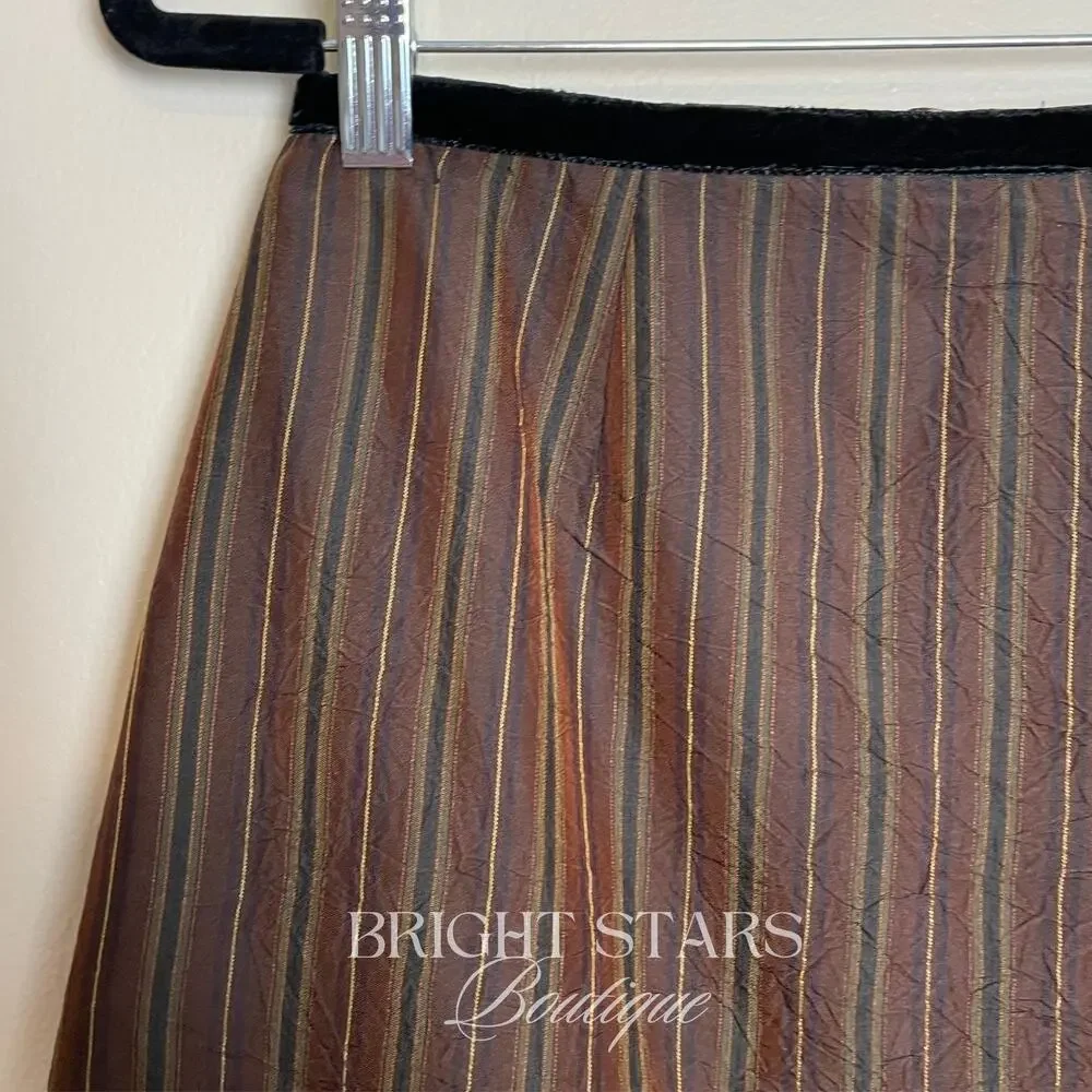 Rare Brown Stripe Lace Trim Pencil Skirt ASO Lorelai Gilmore Girls Vintage Y2K